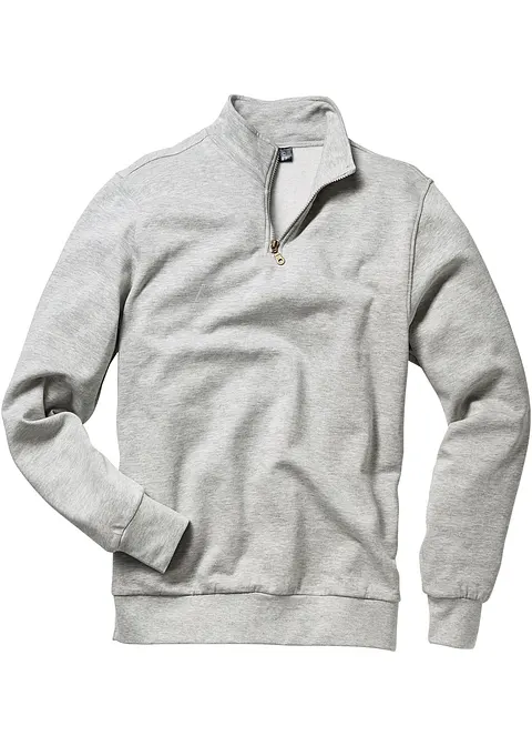 Sweatshirt mit Troyerkragen in grau von vorne - bonprix