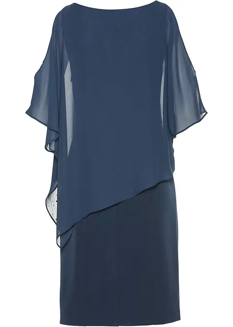 Etuikleid mit Glitzersteinen in blau von hinten - bonprix