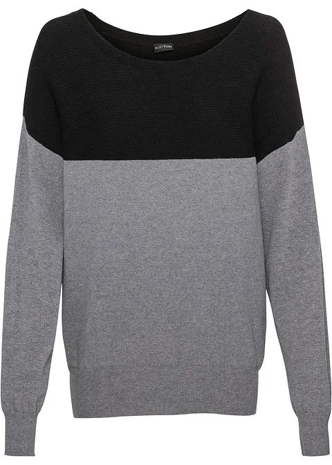 Oversize-Pullover in schwarz von vorne - bonprix
