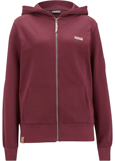 Sweatjacke mit Kapuze in rot von vorne - bpc bonprix collection