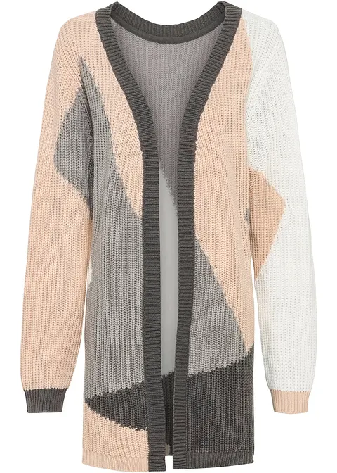 Oversize-Strickjacke in beige von vorne - bonprix