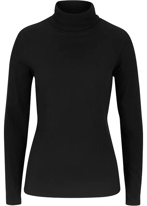 Warmes Thermoshirt in schwarz von vorne - bonprix