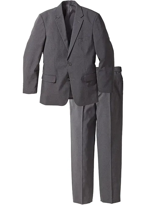Anzug (2-tlg. Set): Sakko und Hose in grau von vorne - bonprix