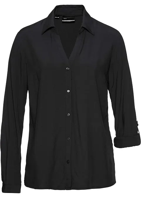 Bluse aus fließender Viskose in schwarz von vorne - bonprix