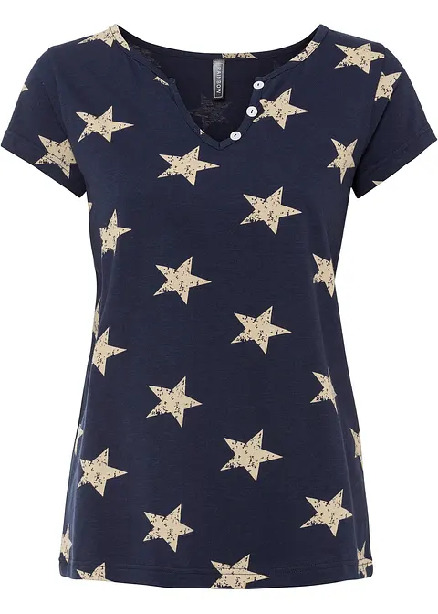 Shirt mit Sternen in blau von vorne - bonprix