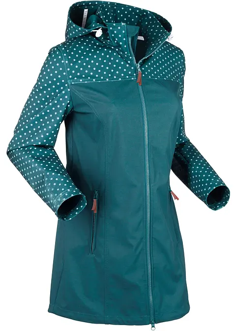 Bedruckte Softshelljacke, schlanker Schnitt, wasserabweisend in petrol von der Seite - bonprix