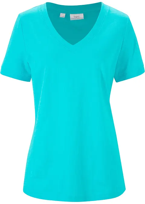 T-Shirt aus reiner Baumwolle in blau von vorne - bonprix