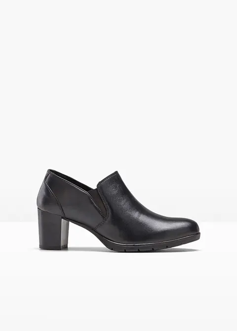Hochfrontpumps aus Leder in schwarz - bonprix