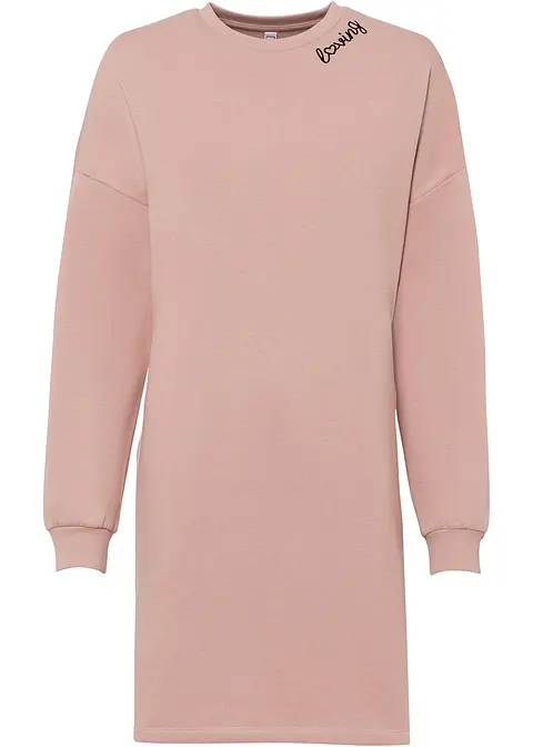 Oversized Sweatkleid in rosa von vorne - bonprix