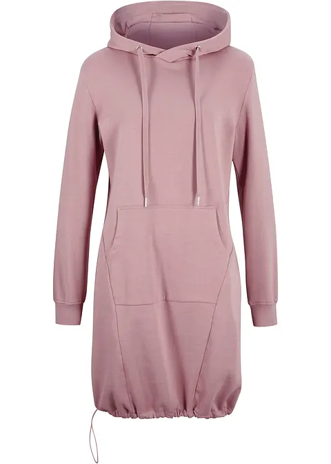 Sweatkleid aus Baumwoll-Mix in rosa von vorne - bonprix