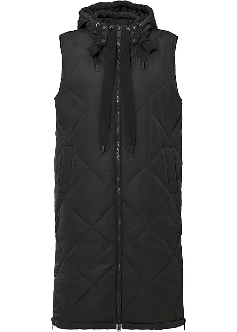 Steppweste aus recyceltem Polyester in schwarz von vorne - bonprix