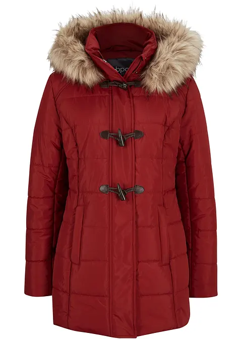 Duffle-Jacke mit Kapuze und Knebelknöpfen in rot von vorne - bpc bonprix collection