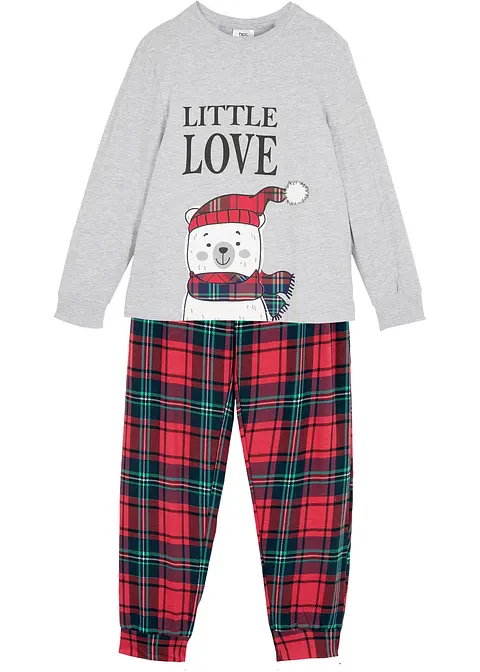 Pyjama (2-tlg. Set) in grau von vorne - bonprix