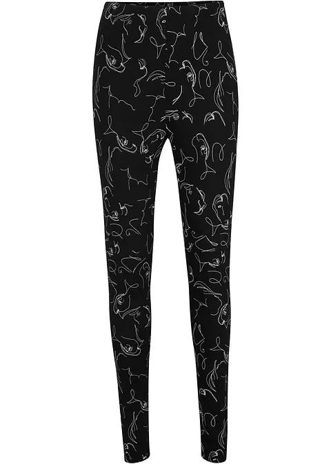 Leggings mit Bequembund, bedruckt in schwarz von vorne - bpc bonprix collection