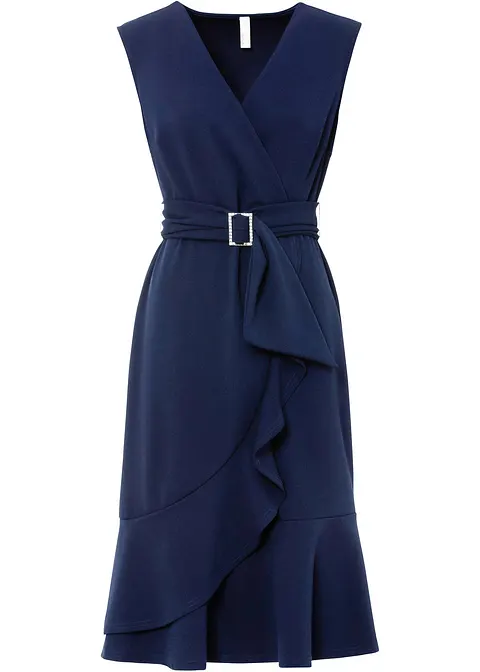 Wickelkleid in blau von vorne - BODYFLIRT boutique