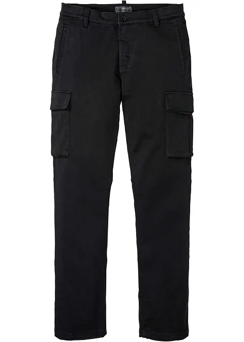 Regular Fit Cargo-Hose mit reiner Baumwolle, Straight in schwarz von vorne - bonprix