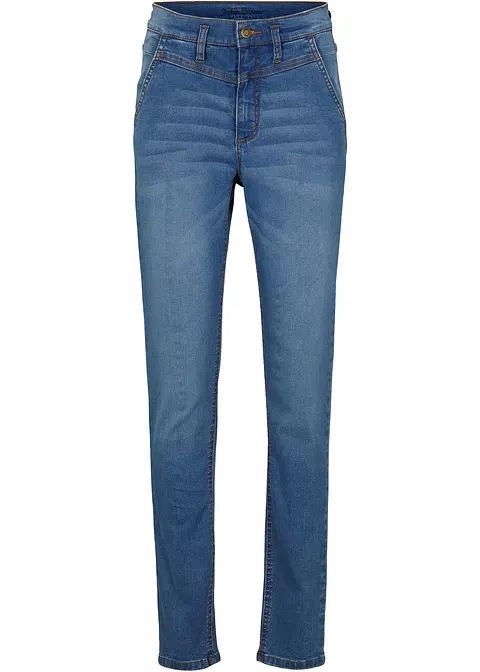 Skinny Jeans High Waist, Shaping in blau von vorne - bonprix