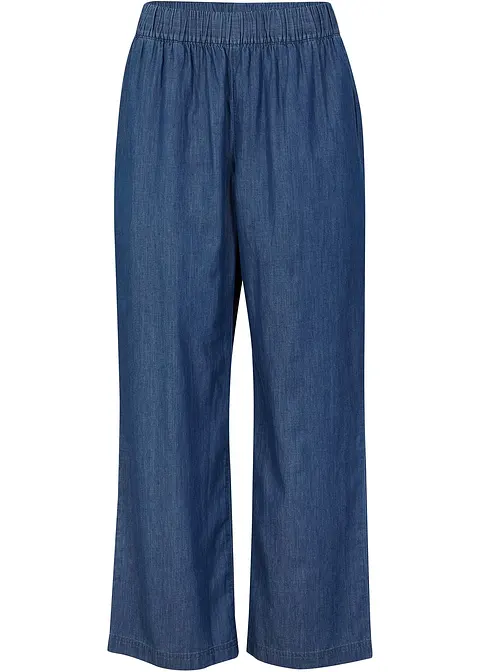 Wide-Leg-Jeans, High Waist, Bequembund in blau von vorne - bonprix