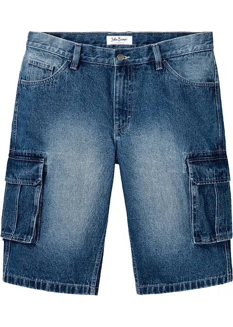 Cargo-Jeans-Bermuda, Loose Fit in blau von vorne - bonprix