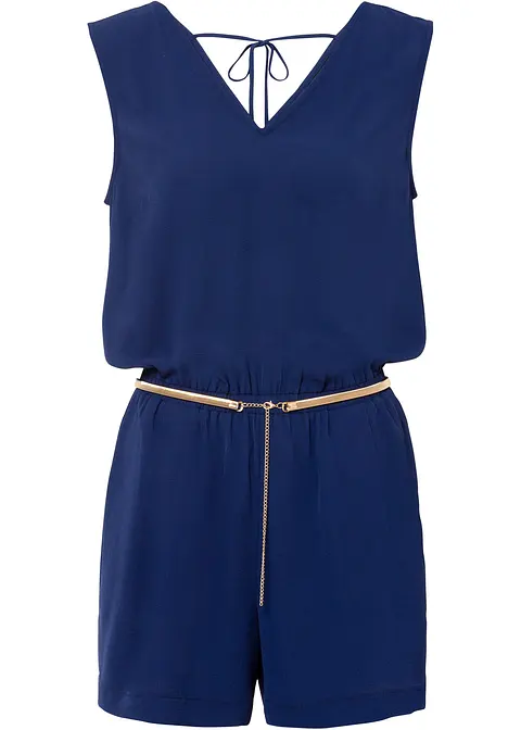 Jumpsuit in blau von vorne - BODYFLIRT