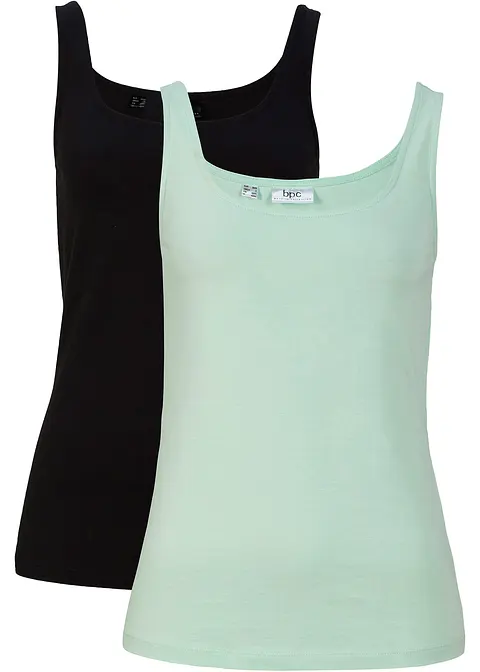 Top (2er Pack) in grün von vorne - bonprix