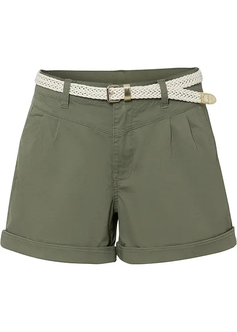 Shorts mit Gürtel in grün von vorne - bonprix