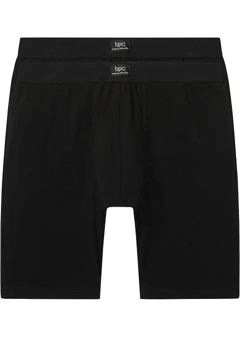 Lange Boxershorts eng (2er Pack) in schwarz von vorne - bonprix