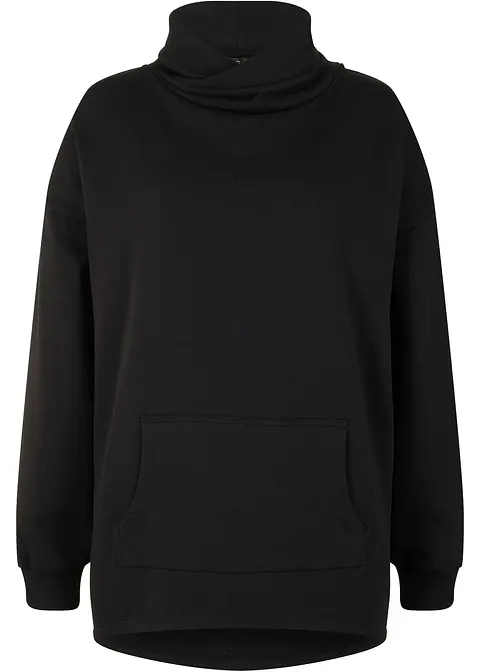 Sweatshirt mit raffiniertem Ausschnitt in schwarz von vorne - bpc bonprix collection