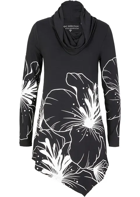 Longshirt mit Rollkragen in schwarz von vorne - bonprix