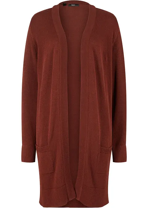 Longstrickjacke, Langarm in braun von vorne - bonprix