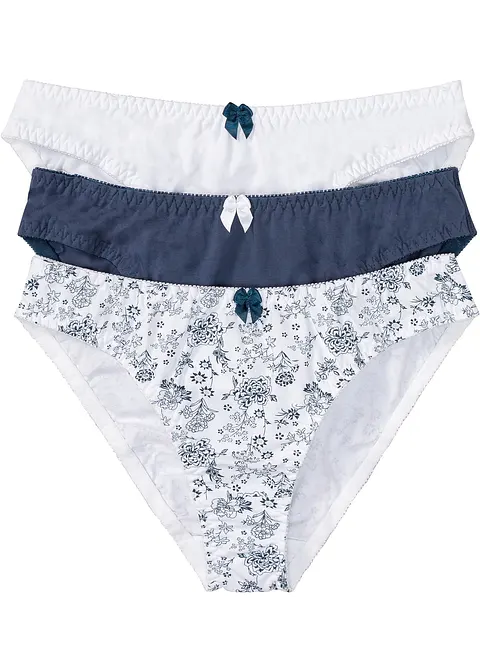 Slip mit Baumwolle (3er Pack) in blau von vorne - bonprix