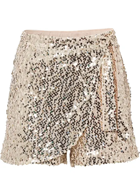 Pailletten-Shorts in gold von vorne - bonprix