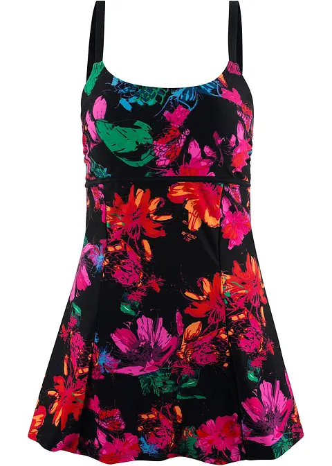Badekleid mit Rundhalsausschnitt in schwarz von vorne - bonprix