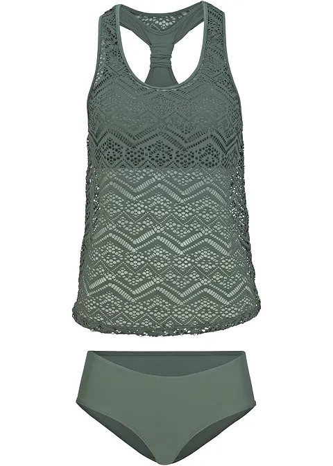 Tankini (2-tlg. Set) in grün von vorne - bonprix