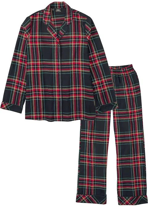 Gewebter Flanell  Pyjama in blau von vorne - bonprix