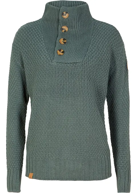 Troyer Pullover mit Struktur in grün von vorne - bonprix
