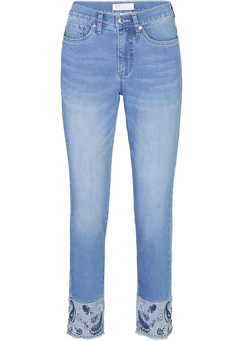 Slim-Fit-Jeans Mid Waist, Stretch in blau von vorne - bonprix