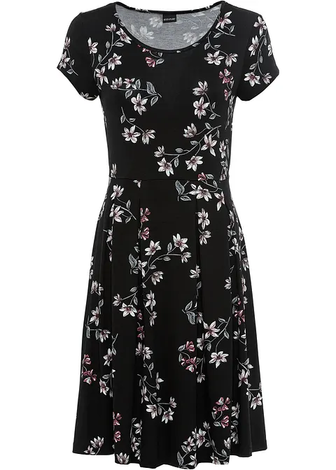 Jerseykleid in schwarz von vorne - bonprix