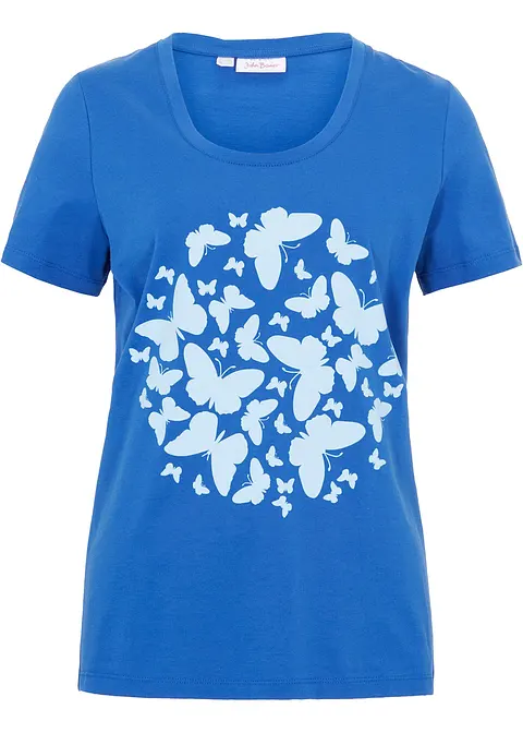 T-Shirt in blau von vorne - bonprix