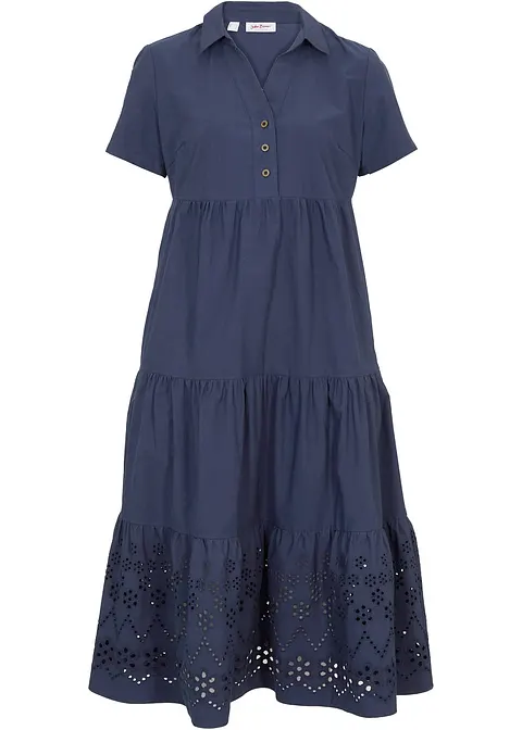 Tunika-Kleid aus reiner Baumwolle in blau von vorne - bonprix