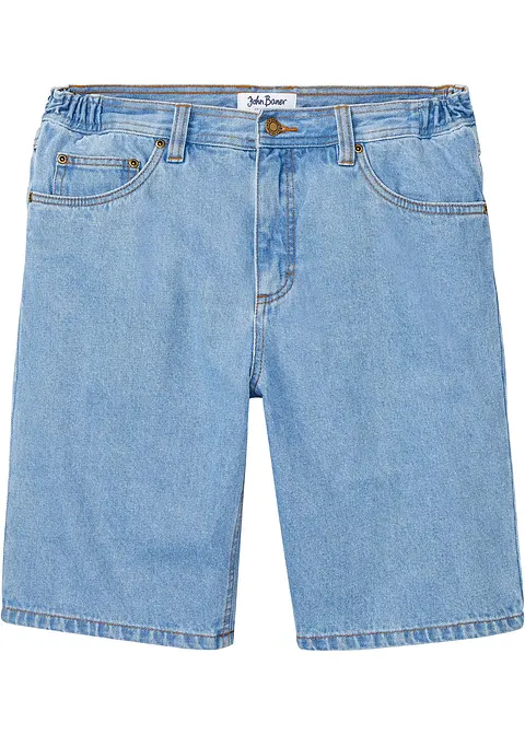 Jeans-Bermuda mit seitlichem Dehnbund, Classic Fit in blau von vorne - bonprix