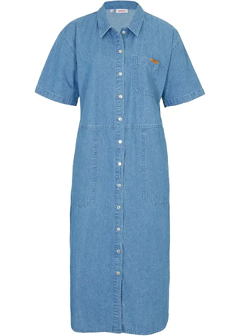 Jeanskleid, Oversized in blau von vorne - bonprix