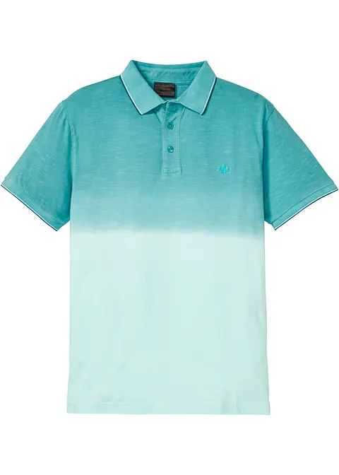 Poloshirt aus reiner Baumwolle in petrol von vorne - bonprix