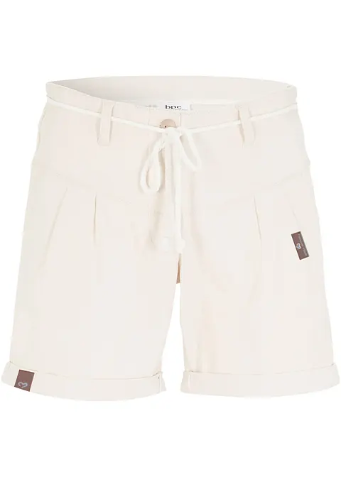 Twill-Shorts mit Turn-Up in beige von vorne - bpc bonprix collection