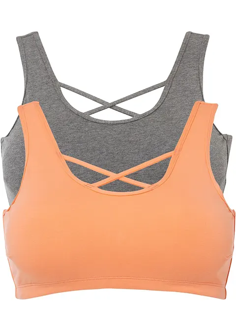 Bustier mit Bio-Baumwolle (2er Pack) in orange von vorne - bpc bonprix collection