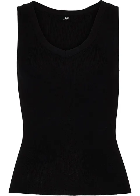 Leichtes Stricktop mit V-Ausschnitt in schwarz von vorne - bonprix