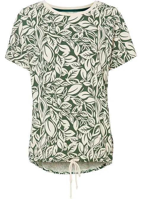 Oversize-Shirt aus Bio-Baumwolle mit Bindeband in grün von vorne - bonprix