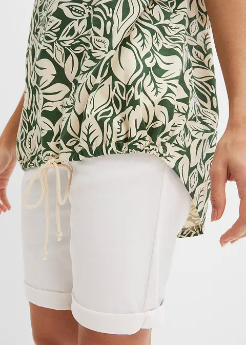 Oversize-Shirt aus Bio-Baumwolle mit Bindeband in grün (Detailaufnahme) - bonprix