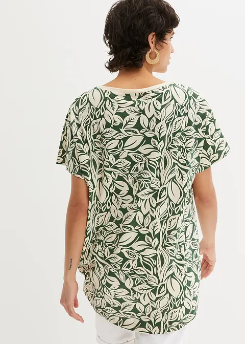 Oversize-Shirt aus Bio-Baumwolle mit Bindeband in grün von hinten (im Anschnitt) - bonprix