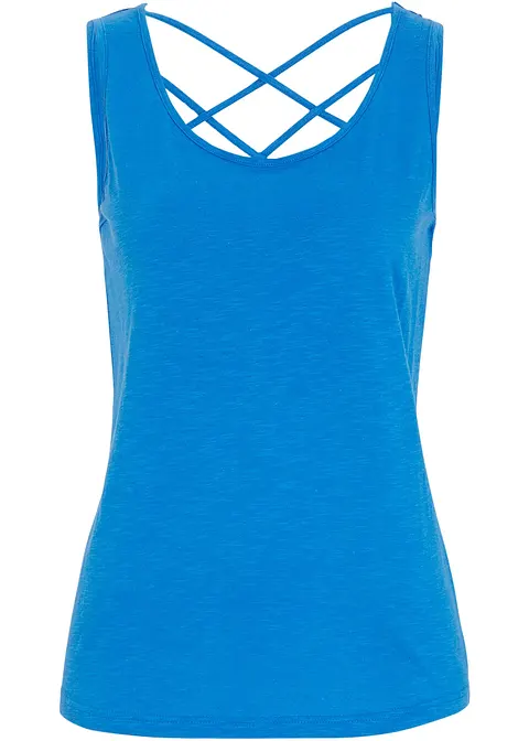 Jersey-Top mit Rückendetail in blau von vorne - bonprix